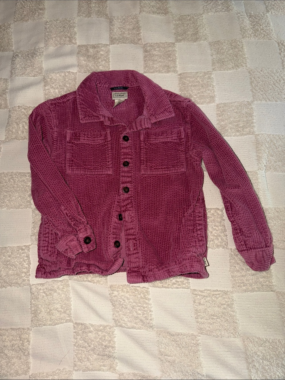 L.L. Bean Girls Corduroy Button-Up Jacket in Mauve
